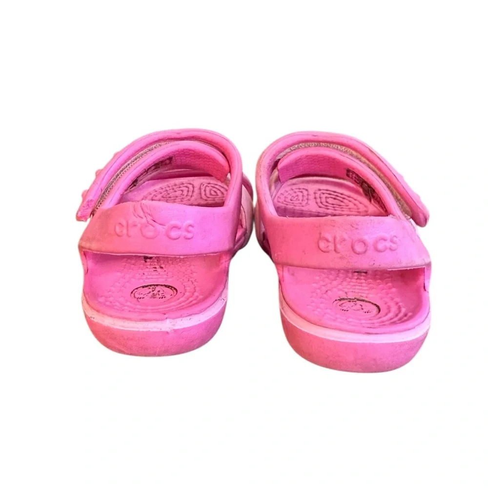 CROCS Pink Kids Sandals with Flower Accent Children’s Size 5